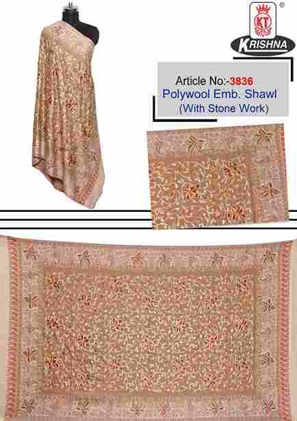 Polywool Embroidery Shawl